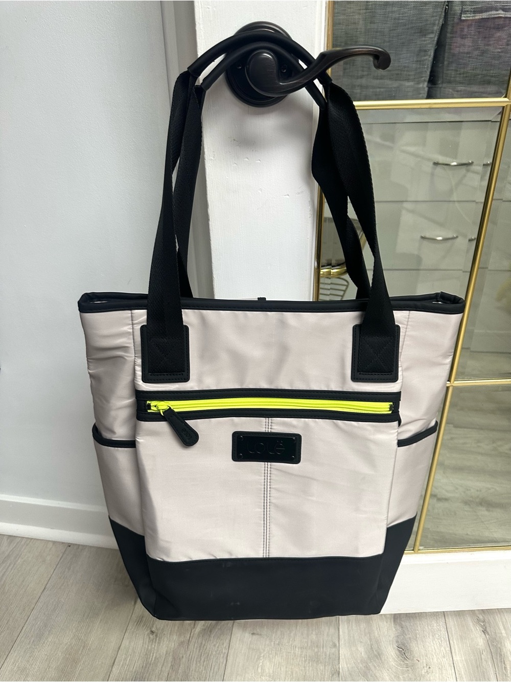 Lolë Lily Convertible Beige Black Tote Backpack